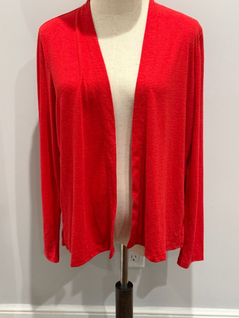 Talbots Petite Red Linen Blend Open Front Cardigan Lightweight Layer Size S NWT